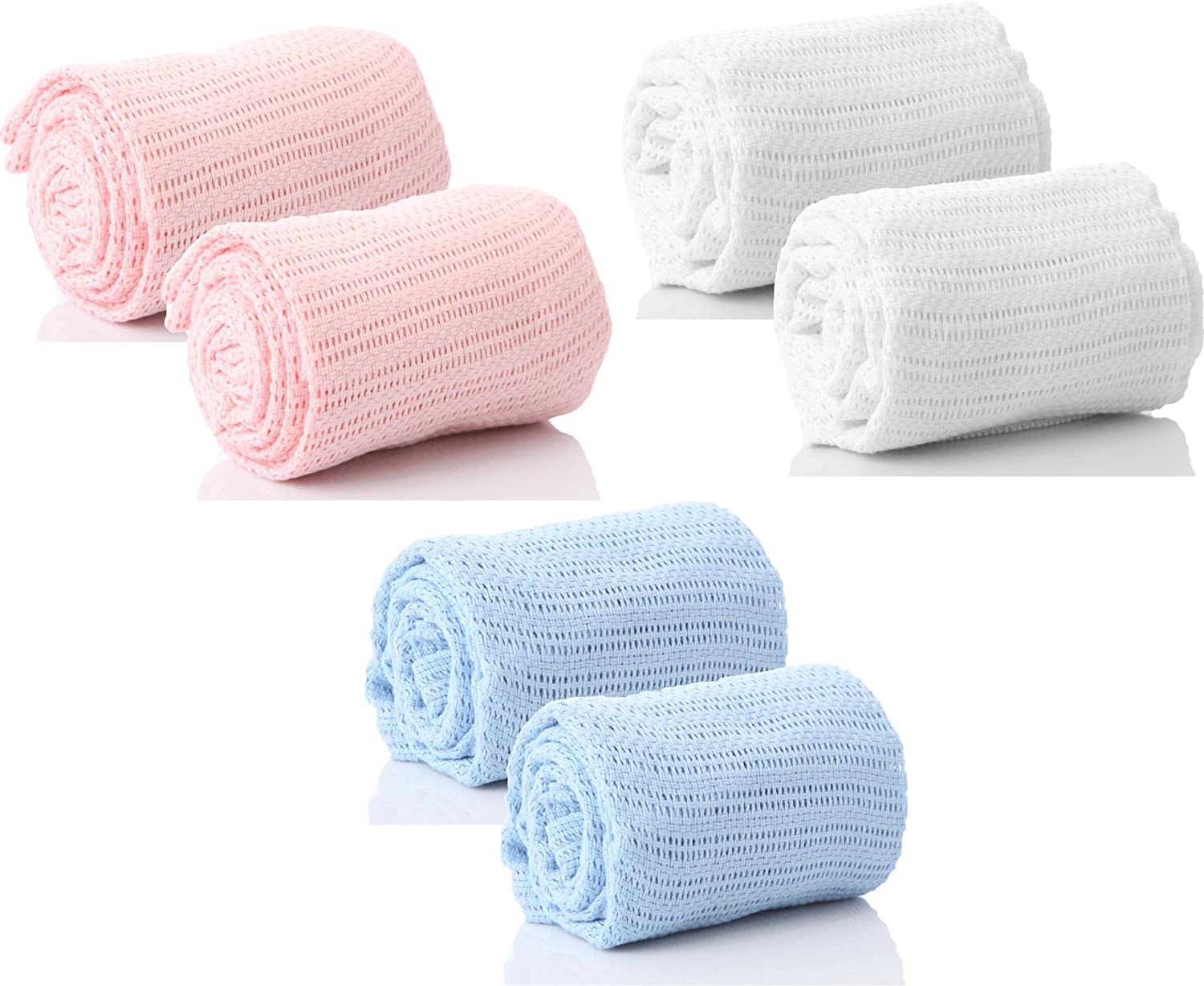 Dudu N Girlie Pair of 100% Pure Cotton Cellular Baby Blankets for Moses Baskets Cots, Pushchairs one size 2 x Blue - Image 2
