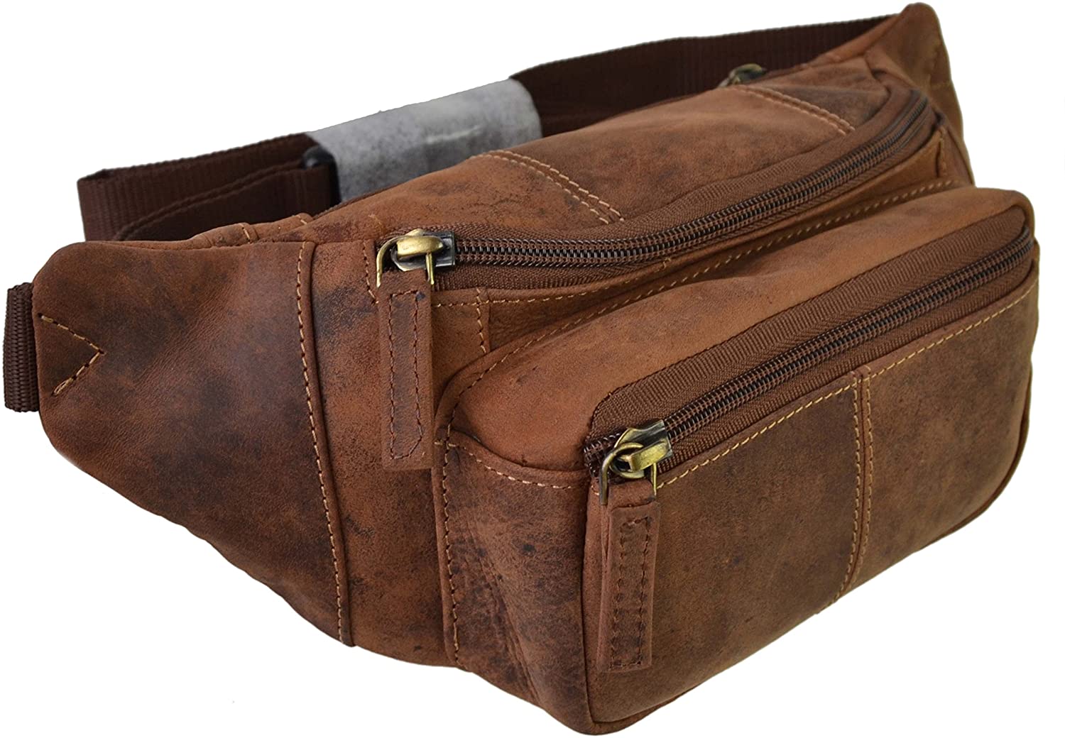Visconti Leather Oiled Bum Bag Fanny Pack, Oil Tan