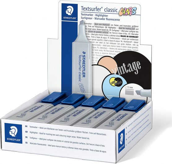 STAEDTLER 364 C-820 Textsurfer Classic 364, Pastel Vintage Highlighter, High quality Made in Germany, with Large Ink Reservoir for Extra Long Marking Performance, 10-Pack, Light Gray - Image 4