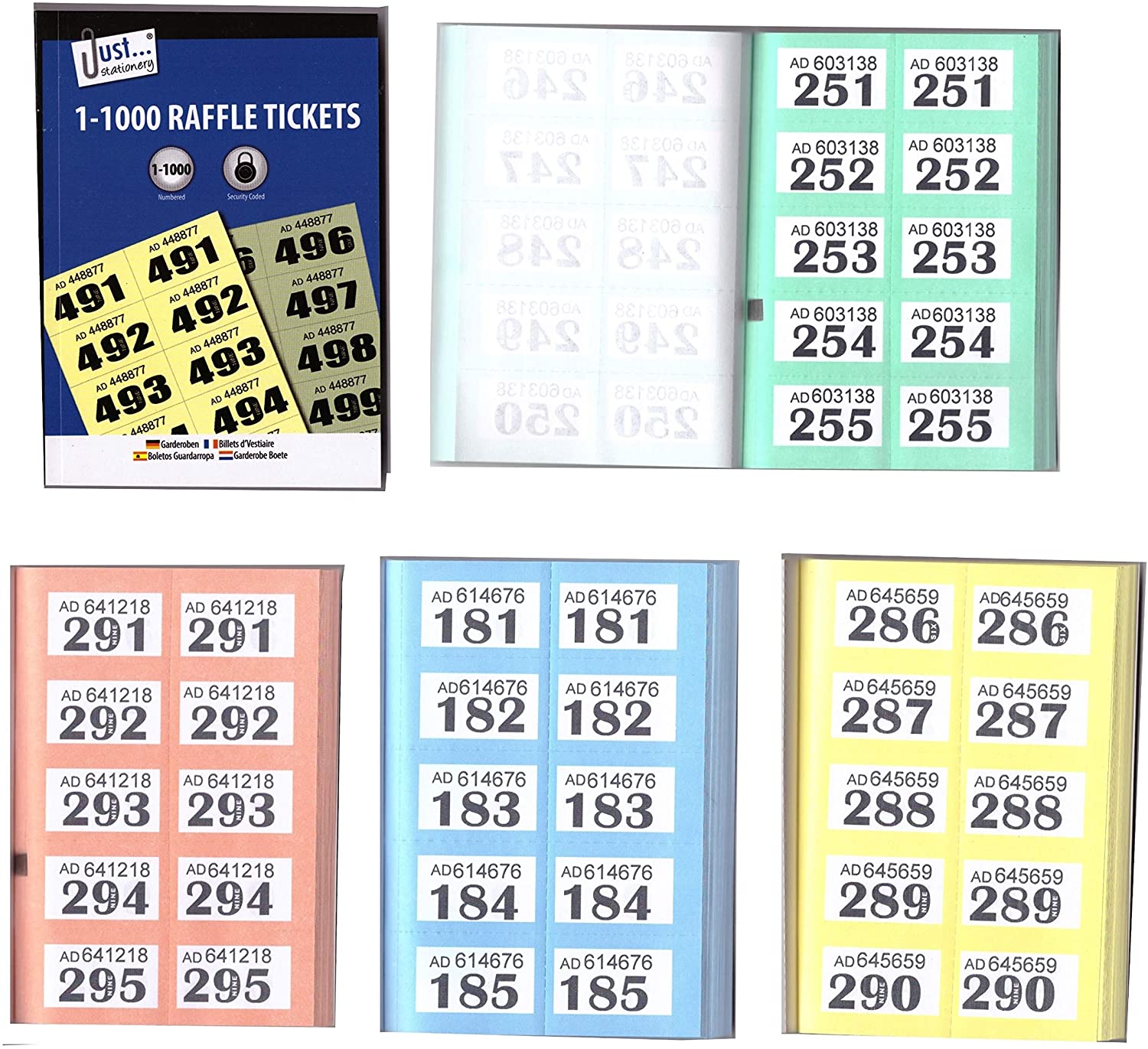 4 x Books of Cloakroom and Raffle Tickets - 1 -1000 Tombola Draw Numbered Charity Events Prize Draw Lucky Draw