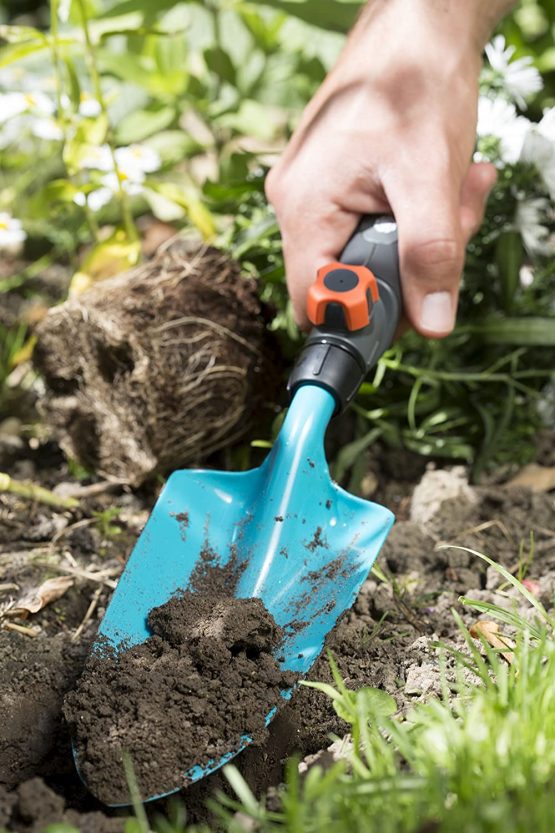 GARDENA combisystem Hand Trowel: Garden spade for planting and transplanting work, 8.5 cm working width, flexible use, high-quality steel, Duroplast coating, corrosion protection (8929-20) - Image 2