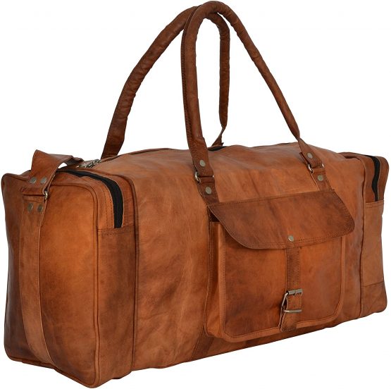 Gusti Travel Bag Leather - Harvey Brown Weekender Women Men's Sports Bag Hand Luggage