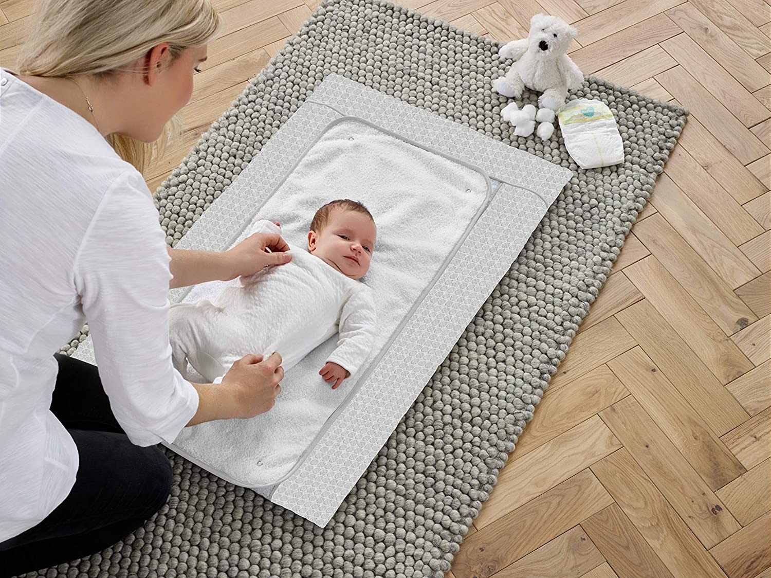 Clair de Lune Cotton Dream Changing Mat - White, 85 x 54 cm - Image 2