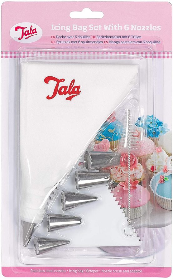 Tala Icing Bag Set with 6 Nozzles, Scraper and Brush