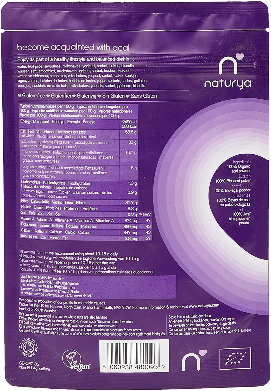 Naturya Organic Acai Powder, 125g, 125 g (Pack of 1) - Image 2