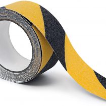 Relaxdays 5 m Grip Tape Anti Non-Slip Steps Traction For Indoor And Outdoor Use, 50 mm, Black-Yellow, Synthetic Fiber, 500 x 5 x 5 cm