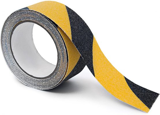 Relaxdays 5 m Grip Tape Anti Non-Slip Steps Traction For Indoor And Outdoor Use, 50 mm, Black-Yellow, Synthetic Fiber, 500 x 5 x 5 cm