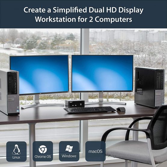 StarTech Dual Monitor DisplayPort KVM Switch - 2 Port - USB 2.0 Hub - Audio and Microphone - DP KVM Switch (SV231DPDDUA) - Image 3