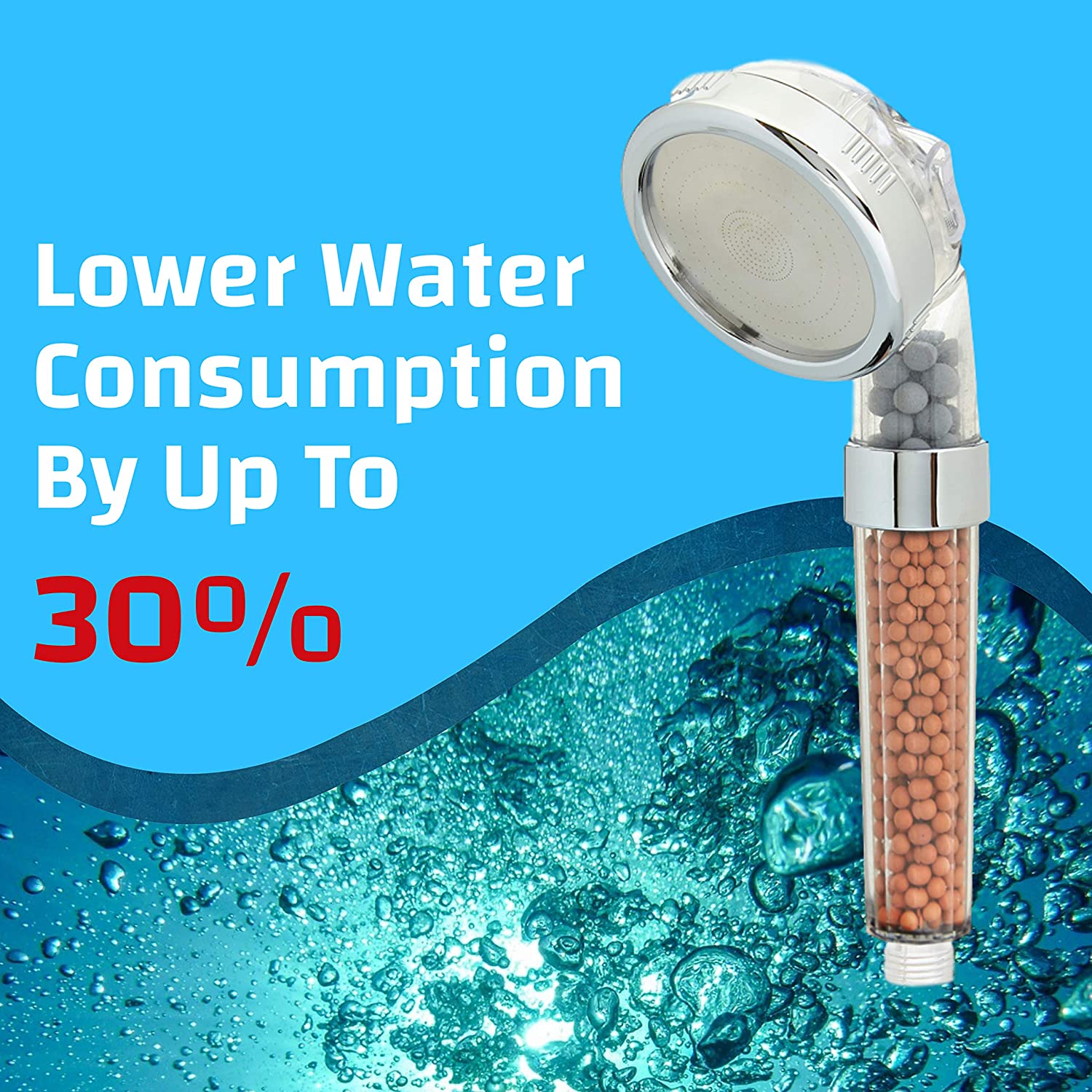 Ionic Shower Head Handheld 3way Function High Pressure Replacement