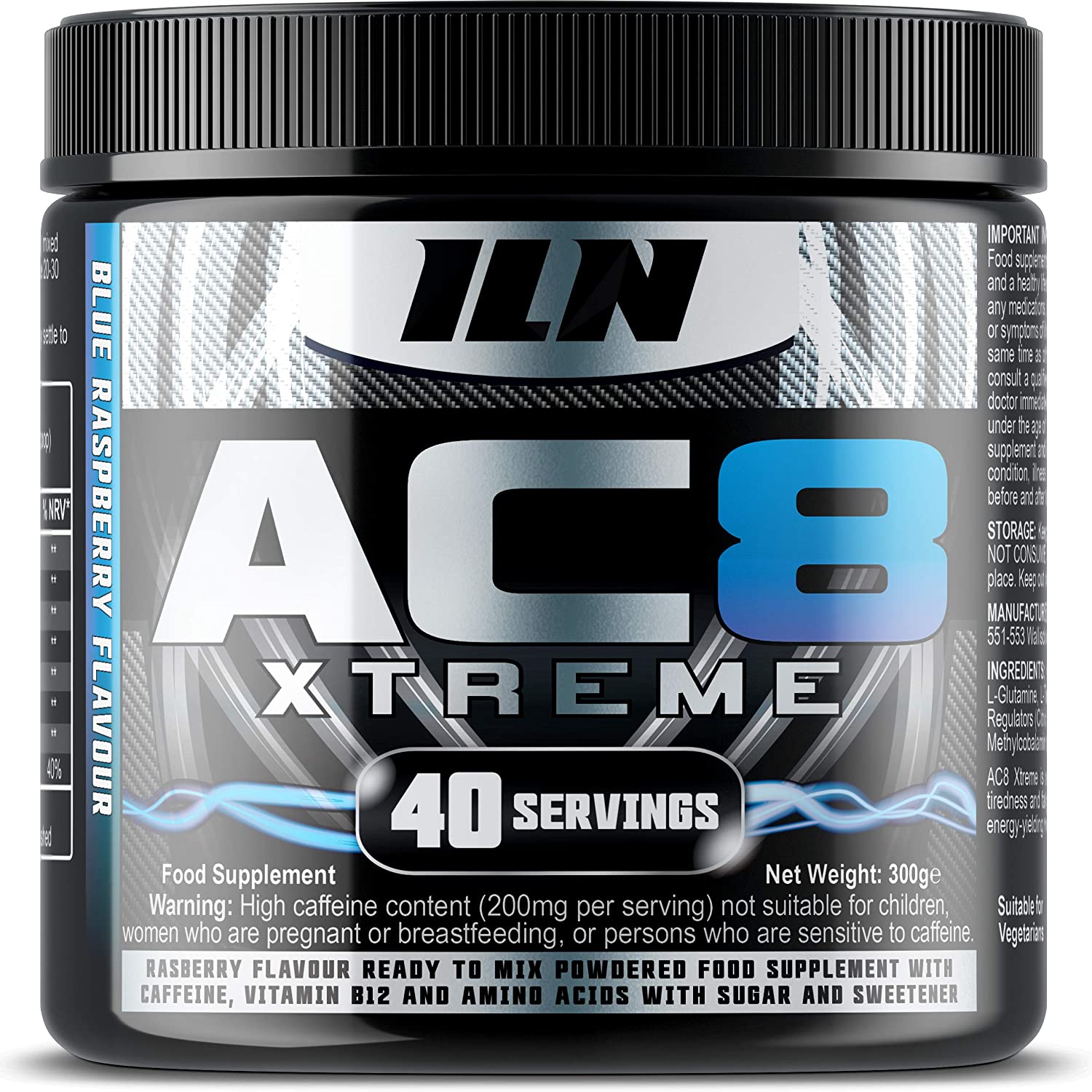 AC8 Pre Workout Powder Blue Raspberry, Pump Pre Workout for Men and Women, Up to 6,660mg Actives Per Serving