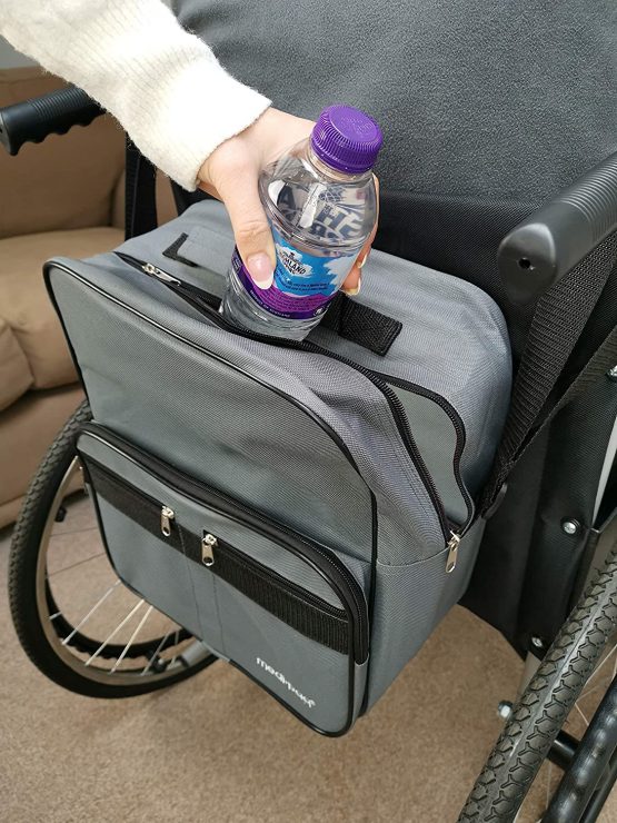 Medipaq Deluxe Wheelchair Bag - Attaches to The Handles to Provide Useful and Convenient Wheelchair Storage Bag – Wheelchair Backpack – Wheelchair Accessories – Wheelchair Shopping Bag (Grey) - Image 4