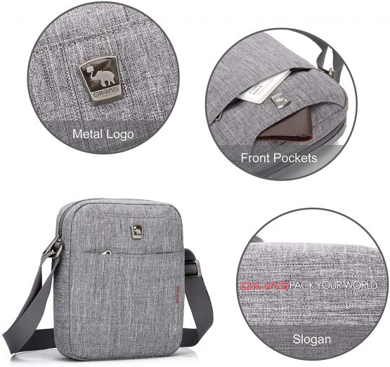 OIWAS Man Bags for Men Small Mens Shoulder Phone Bag Waterproof Crossbody Phone Bag with Long Strap Cross Body Wallet Pouch for Travel Work and School Grey - Image 3