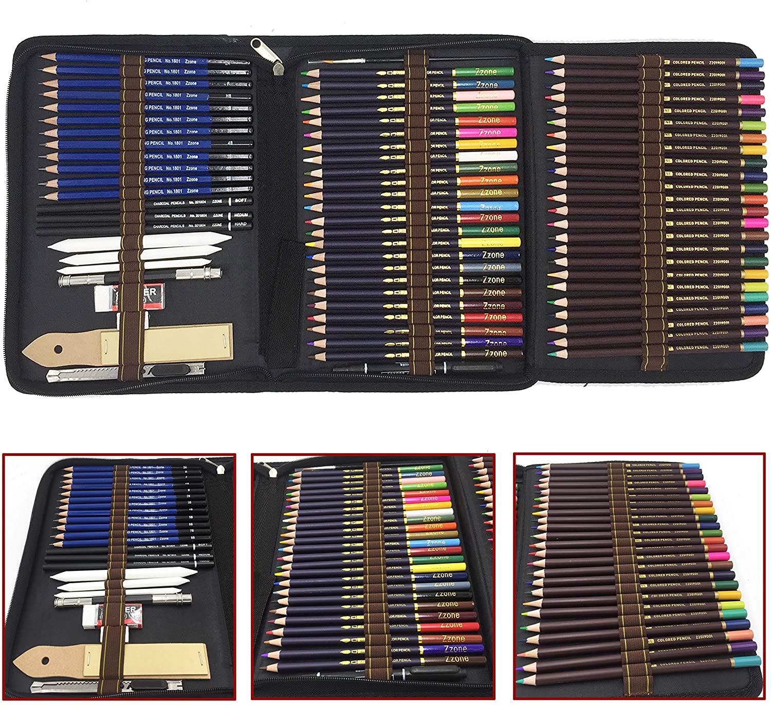 WGOT Drawing Pencils, 72 Pieces Sketch Pencils and Coloured Pencils - for Colouring and Drawing - Ideal for Artists Adults - Image 2