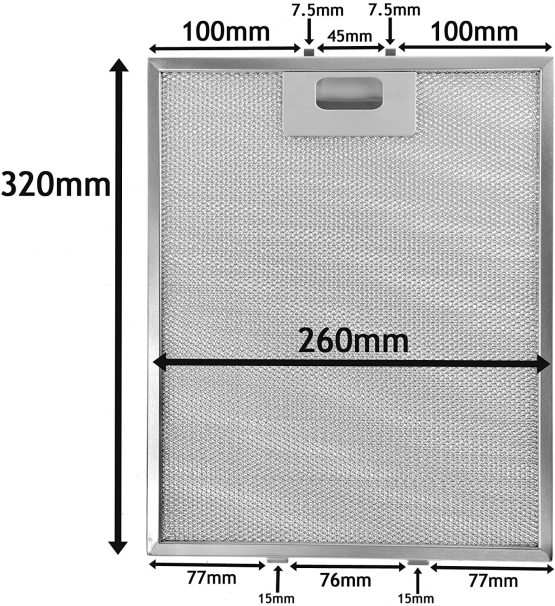 SPARES2GO Metal Mesh Filter fits Many Leading Brands of Cooker Hood / Extractor Fan Vent (Non-Universal, Silver, 318 x 258 mm)