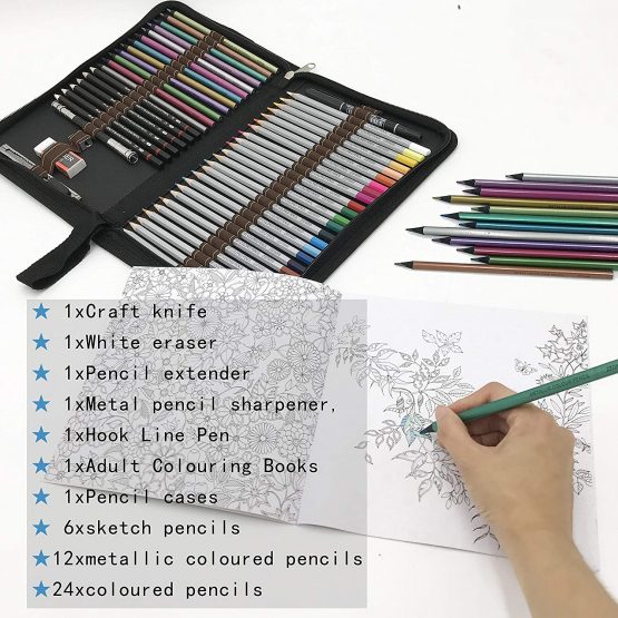 ZZONEART 48 Piece Colored Drawing Pencils Set ,Sketching Pencils and