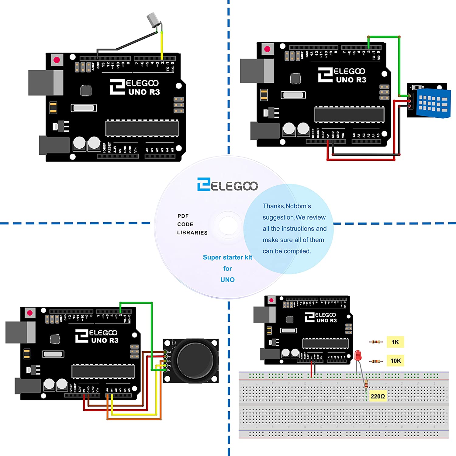 ELEGOO UNO R3 Project Super Starter Kit Compatible with Arduino IDE with Tutorial for Beginner, UNO Super Starter Kit - Image 4