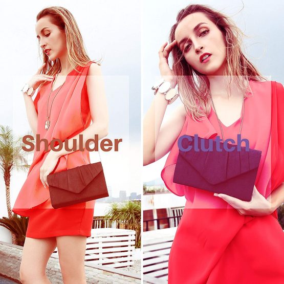 Milisente Women Clutch Bag Suede Pleated Envelope Bag Stylish Evening Bag - Image 2