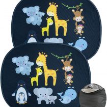 HECKBO® - self-adhesive car sun shade - car sun protection for babys and children [2 pieces] | motif: baby animals mum | 17.32" x 14.17" | car window, sun protection + free bag