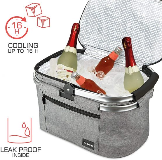 bomoe Insulated Picnic Basket – Foldable Thermal Basket 22 Litre – Thermal Cooler Bag Picnic Cool Bag with 16h Cooling Function & Collapsible Carrying Handle – Shopping Bag – Icebreezer K37 - Image 2