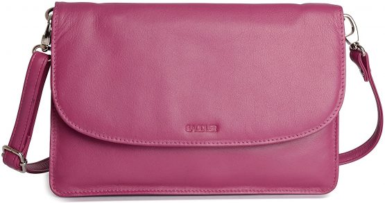 SADDLER Womens Real Leather Slim Cross Body Purse Clutch with Detachable Strap | Ladies Sling Bag - Perfect for Cell Phone, Cosmetics and Travel Cards | Gift Boxed