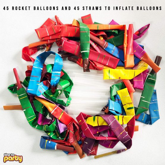 45pk Rocket Balloons-Kids Outdoor Toy | Stem Toy Rocket Birthday Balloons | Long Balloons Flying Whistling - Image 2