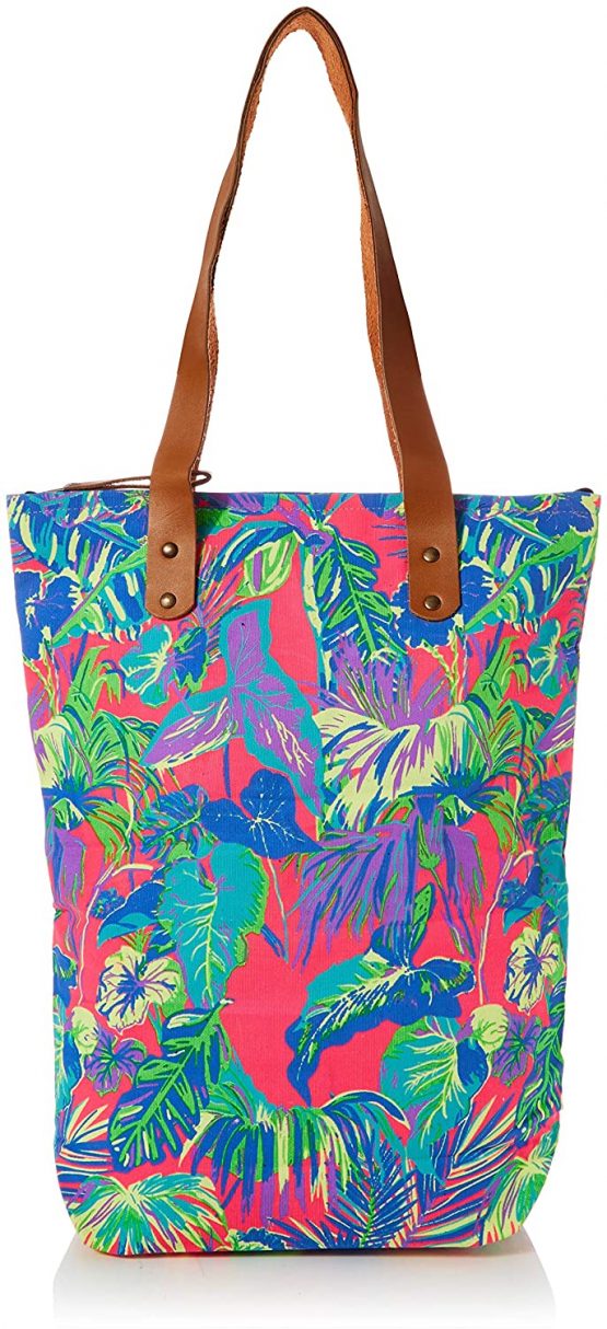 The Holiday Shop London Women's Canvas Beach Bag Tropical Canvas and Beach Tote Bag
