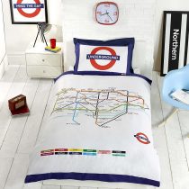 Underground London Undgerground Tube Duvet Cover and Pillowcases Bedding Bed Set- Single, White