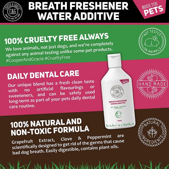 C&G Pets | BREATH FRESHENER WATER ADDITIVE 500ML | 100% NATURAL | ANTI PLAQUE ANTI TARTAR | REMOVES BAD SMELL | FRESH SMELLING MOUTH WASH | BEST FOR DOG AND CAT - Image 3