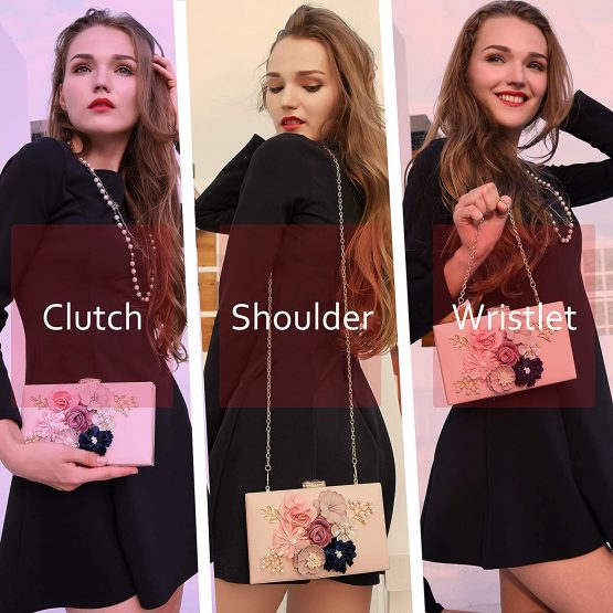 Milisente Women Clutch Bag Flower Evening Bag Handbag Wedding Clutch Purse - Image 2