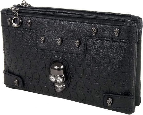 GOTHIC SKULL CRYSTAL HEAD Ladies Handbag Clutch Evening Handbag | Backpack Rucksack | Steam Punk Rock Goth | School College PU Vegan Leather Bag - Image 2