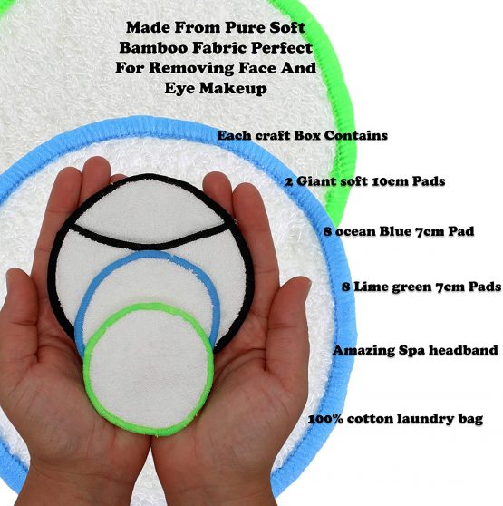 Reusable Makeup Remover Pads With Organic Spa Headband And Laundry Bag - 18 Bamboo Make Up Pads In Two Sizes - Reusable Cotton Wool Pads - Zero Waste Product - Eco-Friendly and Washable-Mooncloud - Image 2