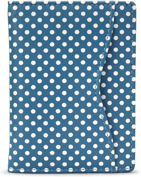 Polka Dot Leather Oyster Card Holder/Travel Pass Holder by 1642 (Blue) - Image 3