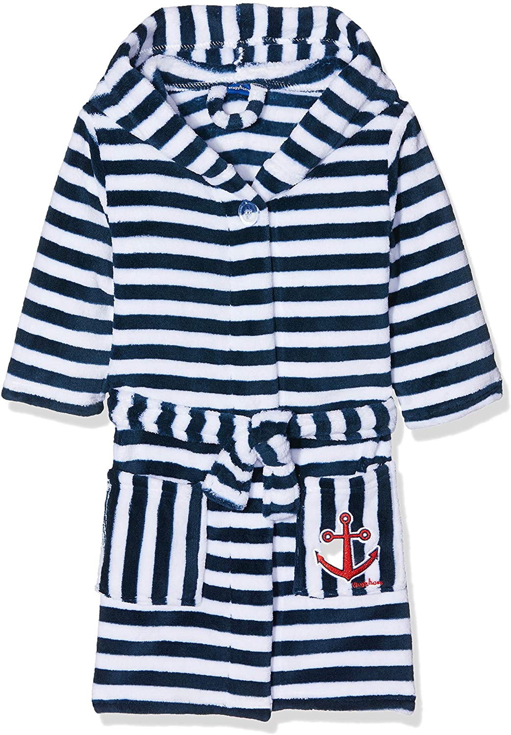 Playshoes Boy's Children's fleece bathrobe with maritime stripes 340130, 171 - Navy/White, 86-92, Ringel