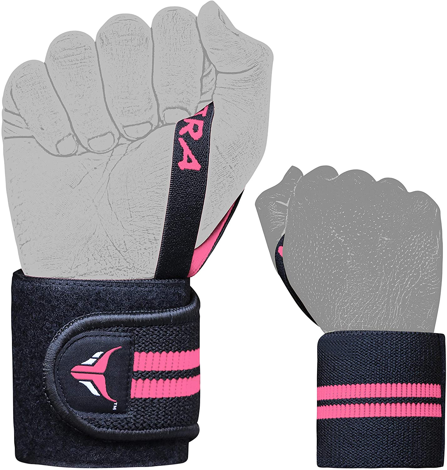 Mytra Fusion Elasticated Wrist Wraps With Thumb Loop SP1 for Training Workout Gym Exercise (Black/Pink), Black / Pink - Image 2