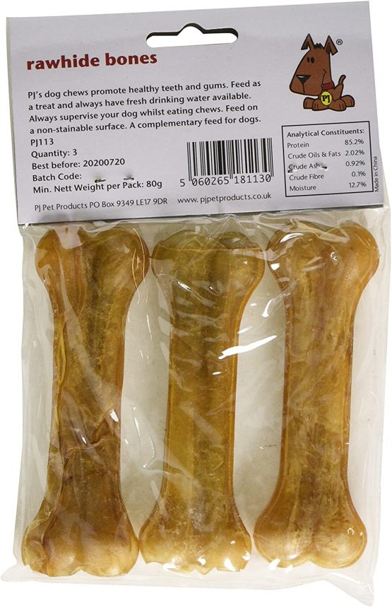 PJ Pet Poducts Rawhide Pressed Bones 11 cm (Pack of 10X3) - Image 2