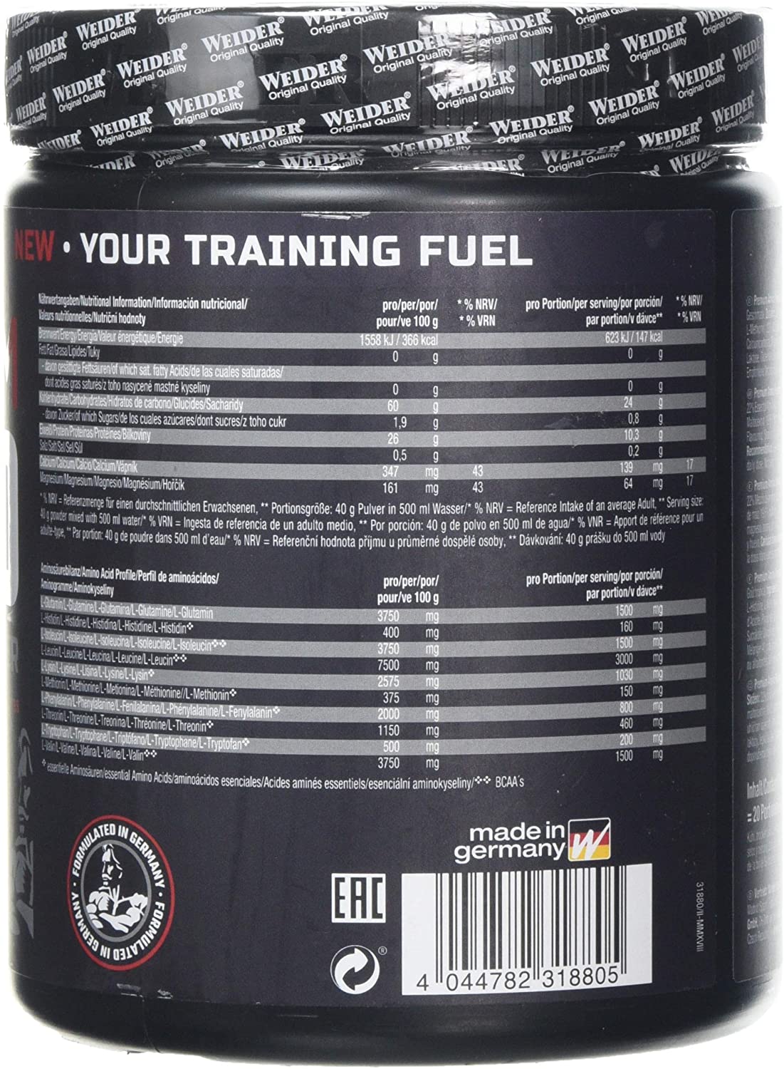 Weider Premium Amino Powder, Tropical, Intra Workout, 8,000mg EAA's, 6,000mg BCAA's, Glutamine, Plus Electrolytes, 800g - Image 2