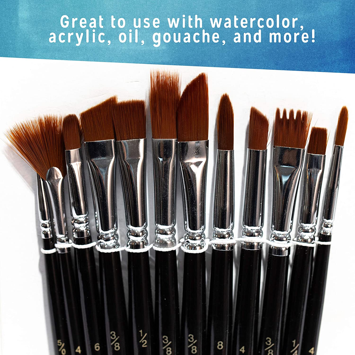 Crafts 4 All Paint Brushes 12 Set Professional Paint Brush Round Pointed Tip Nylon Hair Artist Acrylic Brush for Acrylic Watercolor Oil Painting - Image 2