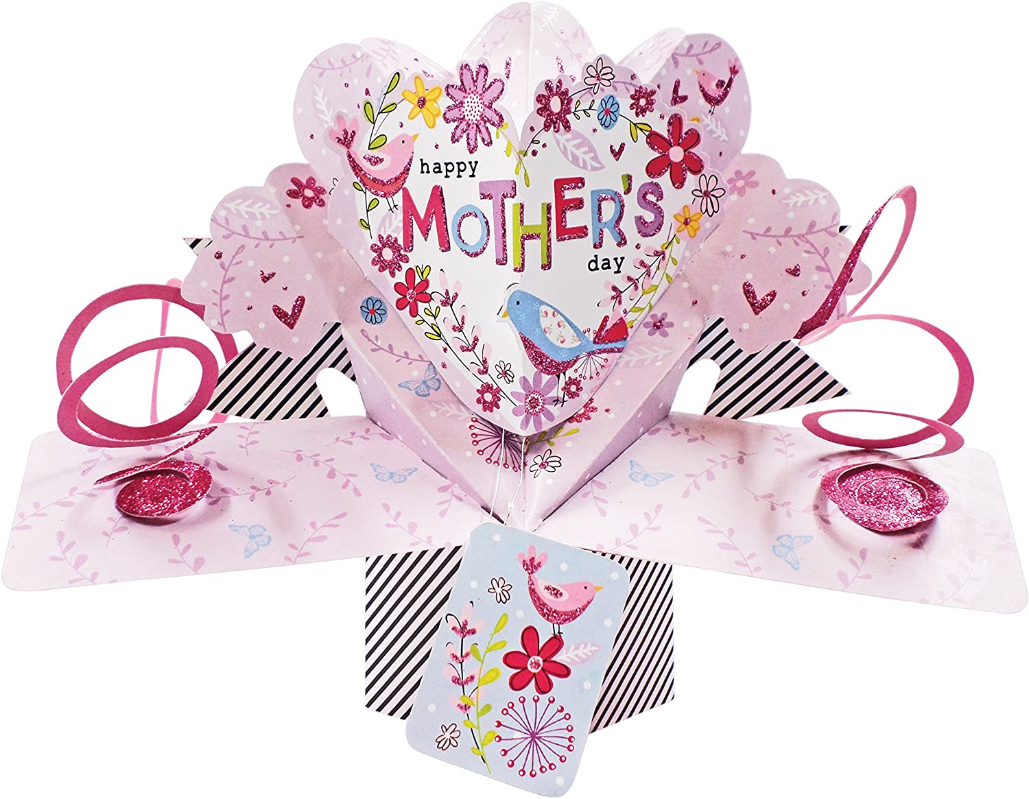 Happy Mother's Day Pretty Pop-Up Greeting Card Second Nature 3D Pop Up Cards, Pink, 20cm x 13cm
