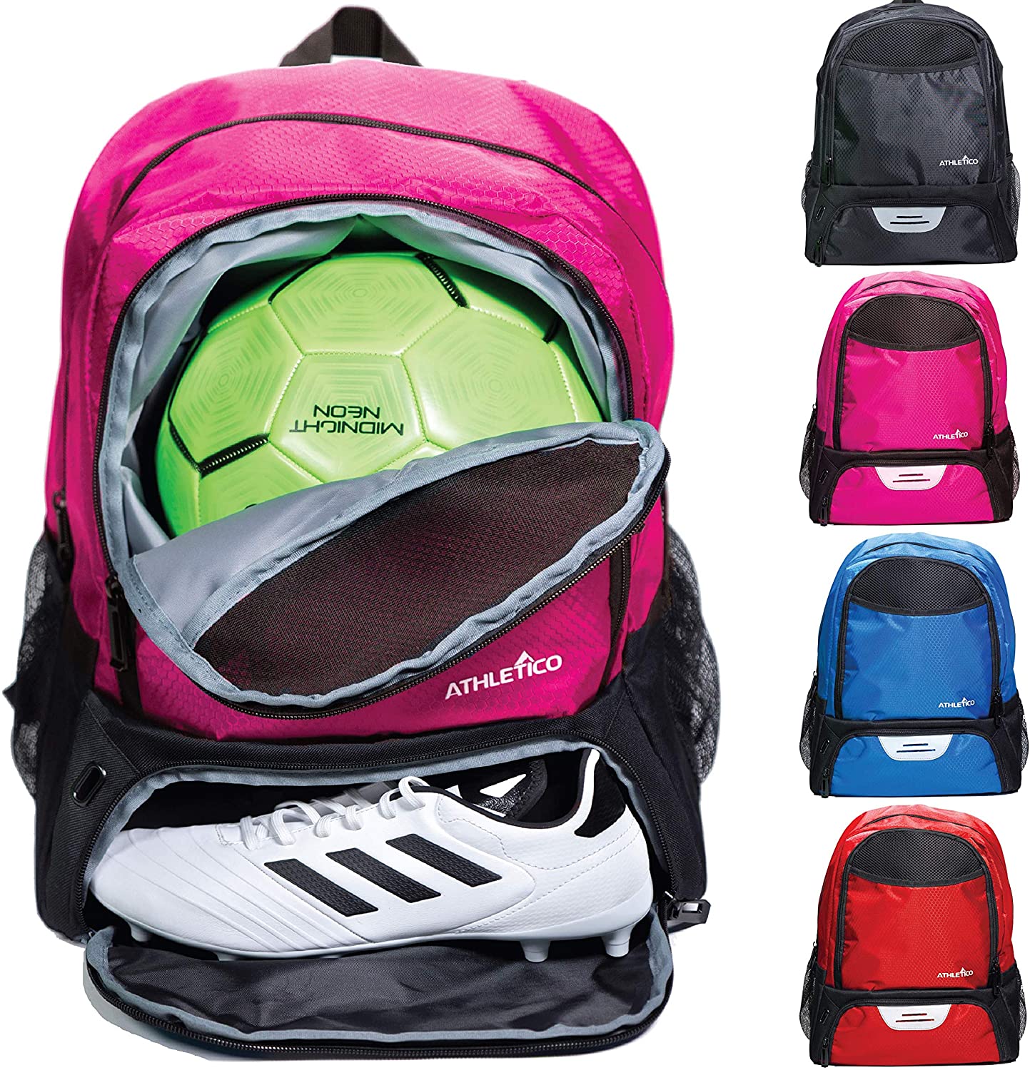 Athletico Youth Football Bag - Backpack for Basketball Volleyball & Football, Pink