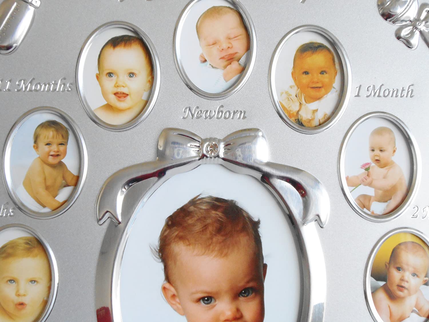 Silver Colour 'My First Year' Baby Multi-Photo Frame holds 13 Photos, My First Year Baby Beautiful Multi-Photo Picture Frame - Image 2