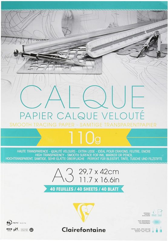 Clairefontaine Tracing Paper Pad, 110 g, A3, 40 Sheets