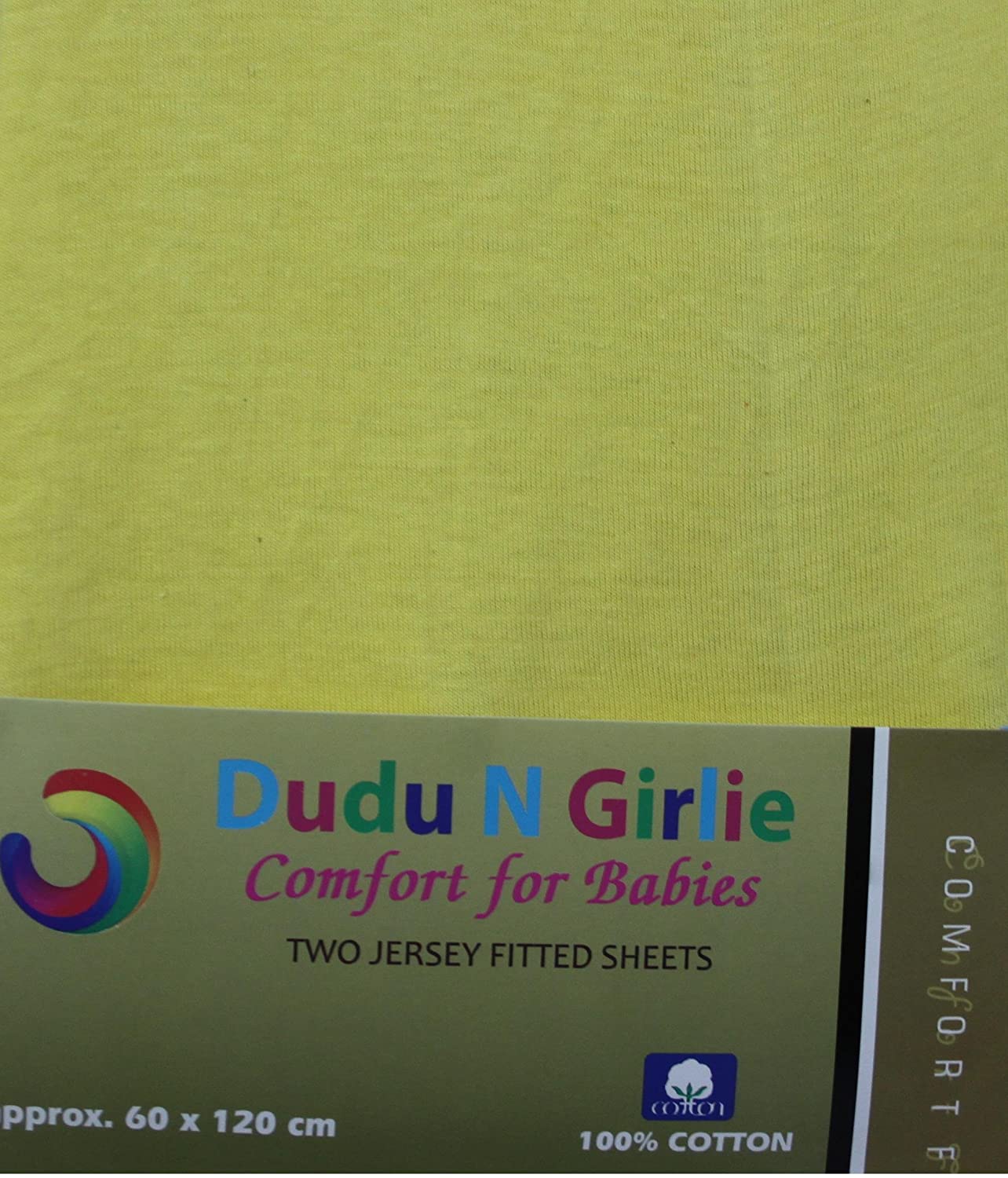 Dudu N Girlie Cot Bed Cotton Fitted Sheets, Yellow, Cot (120x60cm)
