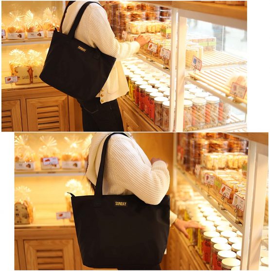 Tote Bag, Nylon Beach Bag Splash Water Proof Shoulder Bag Large Capacity Women Girls Handbag for School Work Travel Shopping - Image 3