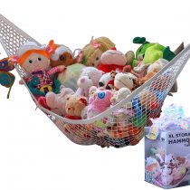 MiniOwls Toy Storage Hammock X-Large Organizer and De-cluttering Solution for Every Kid’s Room, Nursery & Playroom (white, XL)