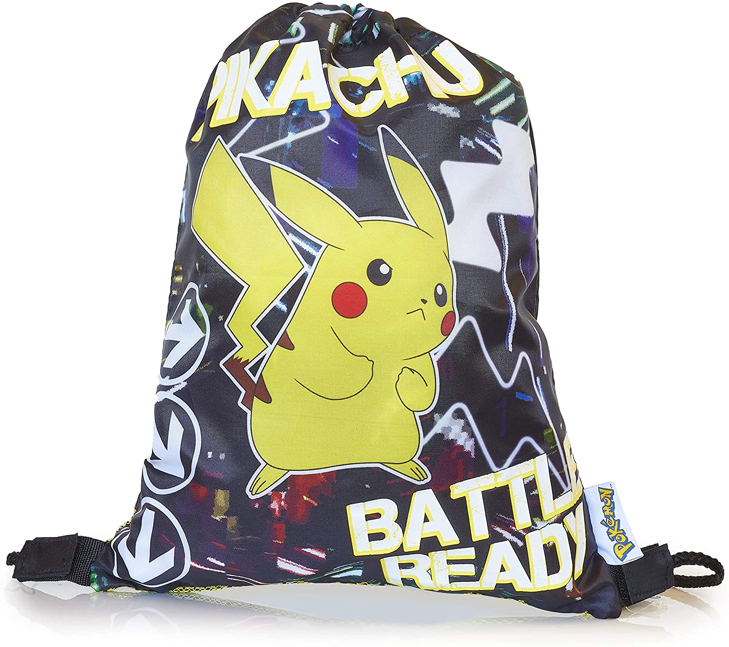 Pokémon Glow in The Dark Backpack, Gym Bag | Large Rucksack with Pikachu | Pokemons Drawstring Bags, Gym, Swimming School Bag for Children with Fluorescent Text (Drawstring Bag)