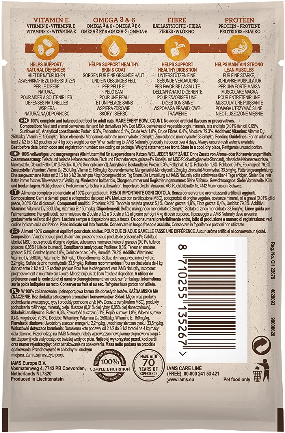 Iams Naturally Adult Cat With Ocean Cod In Gravy, 85 g, 85 g (Pack of 1) - Image 2