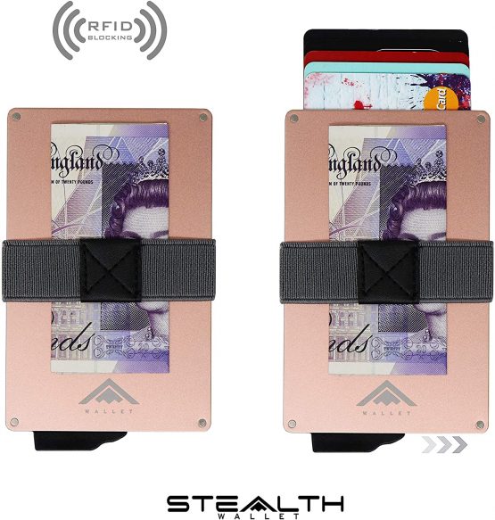 STEALTH Wallet RFID Card Holders - Smart Minimalist NFC Blocking Pop Up Wallets with Gift Box - Slim Lightweight Metal Credit Cards Holder & Contactless Protector Secure with Cash Storage (Rose Gold) - Image 3