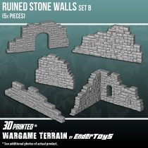 EnderToys Ruined Stone Walls Set B, Terrain Scenery for Tabletop 28mm Miniatures Wargame, 3D Printed and Paintable