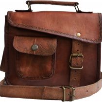 small Leather messenger bag shoulder bag cross body vintage messenger bag for women & men satchel (7 x 9)