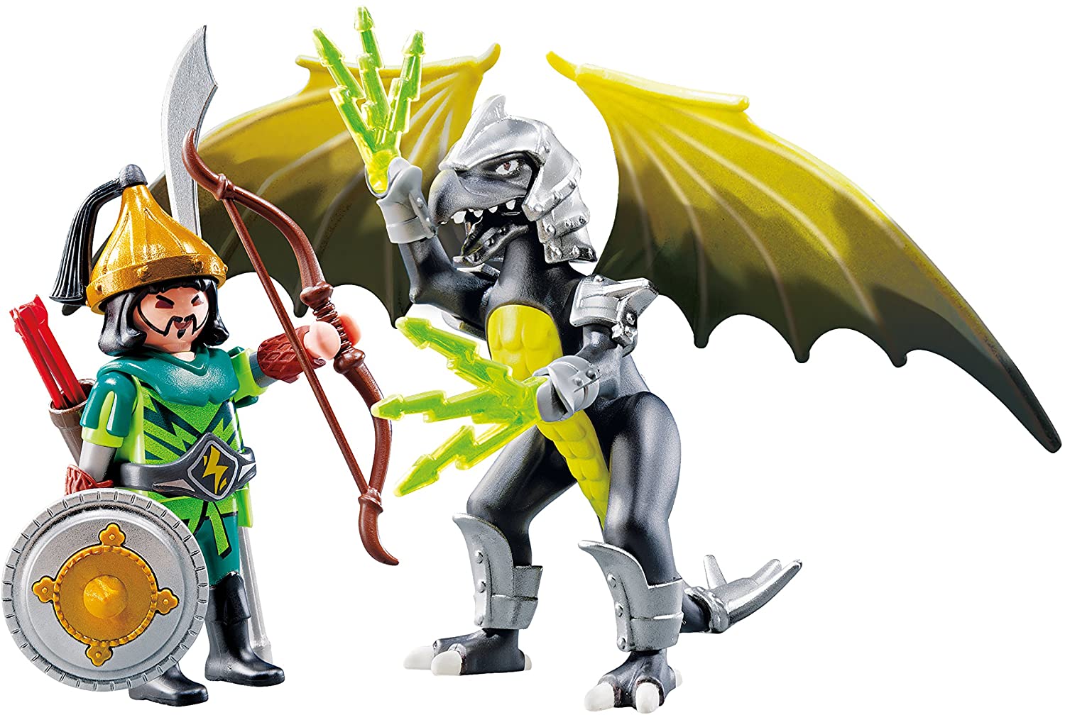 Playmobil 5465 Storm Dragon with Warrior, Dark With Yellow Accents - Image 2